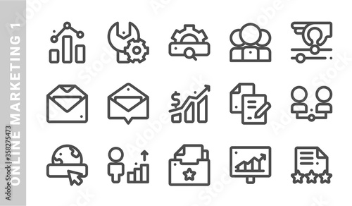 online marketing 1 icon set. Outline Style. each made in 64x64 pixel