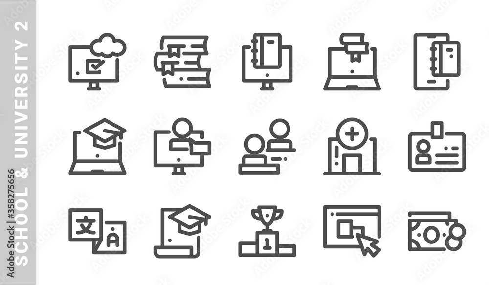 school & University 2 icon set. Outline Style. each made in 64x64 pixel school & University 2 icon set. Outline Style. each made in 64x64 pixel