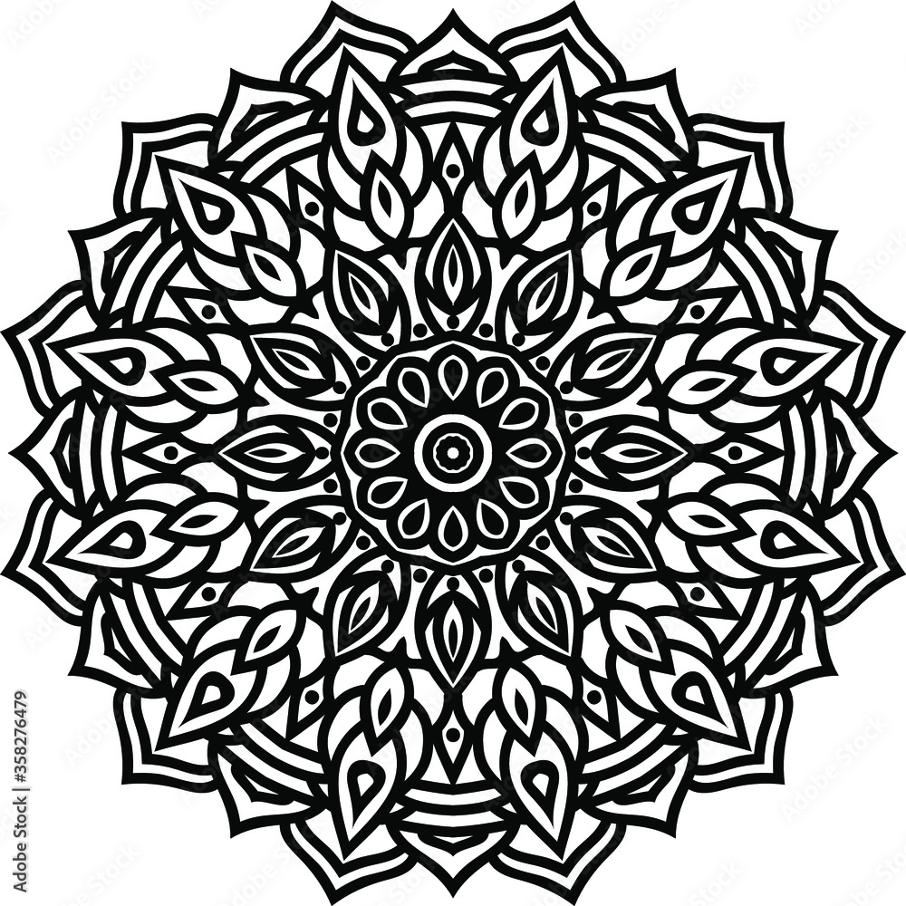 Mandala art or circular pattern for page decoration card, adult coloring book, logo, meditation poster, henna, mehndi, tattoo.
Mandala art or circular pattern for page decoration card, adult coloring book, logo, meditation poster, henna, mehndi, tattoo.