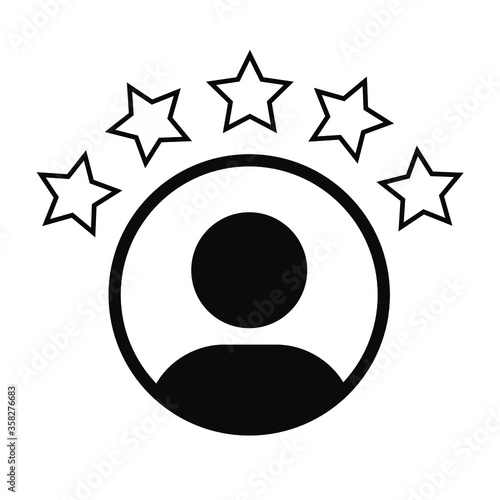 Customer experience or 5 star satisfaction rating flat vector icon for review apps and websites
