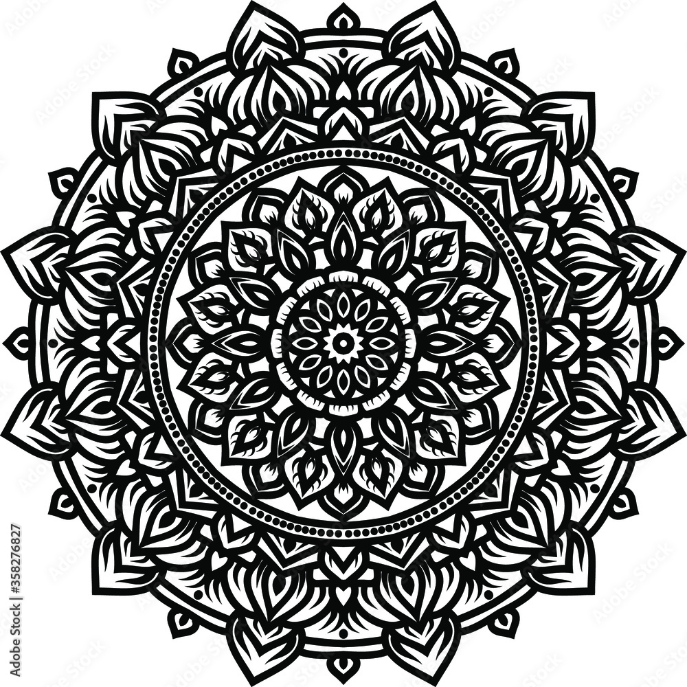 Mandala art or circular pattern for page decoration card, adult coloring book, logo, meditation poster, henna, mehndi, tattoo.
