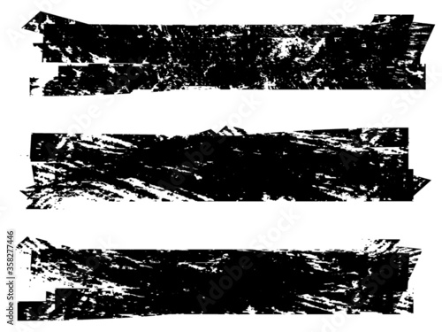 Grunge Paint stripe . Vector brush Stroke . Distressed banner . Black isolated paintbrush collection . Modern Textured shape . Dry border in Black . 