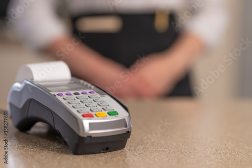 Payment via terminal, without cash, waiter or hotel administrator, Restaurant business, cafe, or hotel business