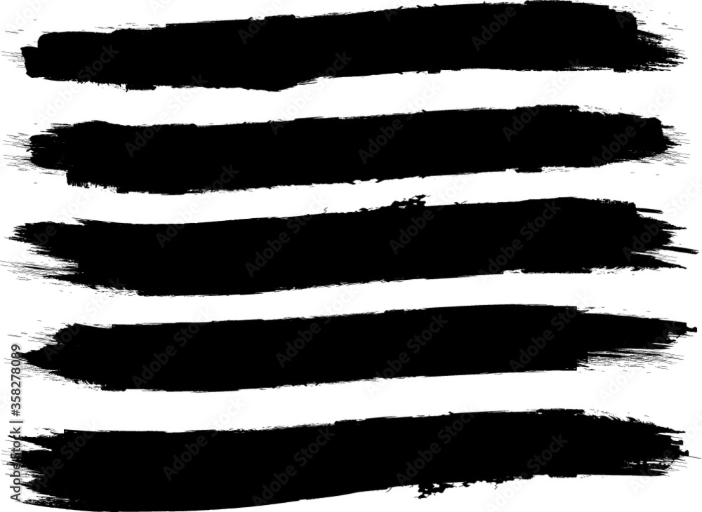 Grunge Paint stripe . Vector brush Stroke . Distressed banner . Black isolated paintbrush collection . Modern Textured shape . Dry border in Black . Grunge Paint stripe . Vector brush Stroke . Distressed banner . Black isolated paintbrush collection . Modern Textured shape . Dry border in Black .