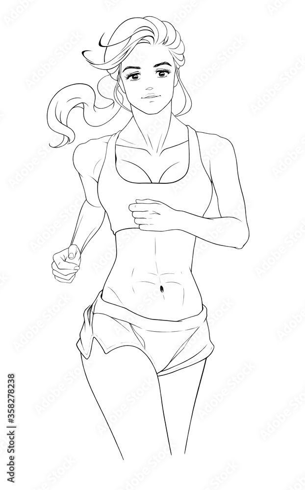 Drawing of a running girl