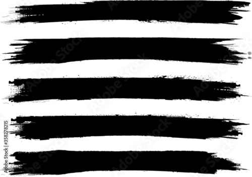 Grunge Paint stripe . Vector brush Stroke . Distressed banner . Black isolated paintbrush collection . Modern Textured shape . Dry border in Black . 