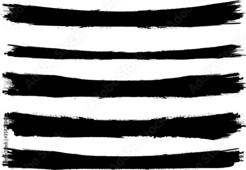 Grunge Paint stripe . Vector brush Stroke . Distressed banner . Black isolated paintbrush collection . Modern Textured shape . Dry border in Black . 