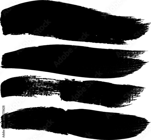 Grunge Paint stripe . Vector brush Stroke . Distressed banner . Black isolated paintbrush collection . Modern Textured shape . Dry border in Black . 