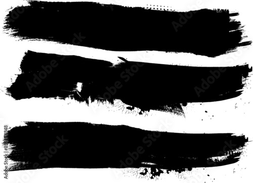 Grunge Paint stripe . Vector brush Stroke . Distressed banner . Black isolated paintbrush collection . Modern Textured shape . Dry border in Black . 