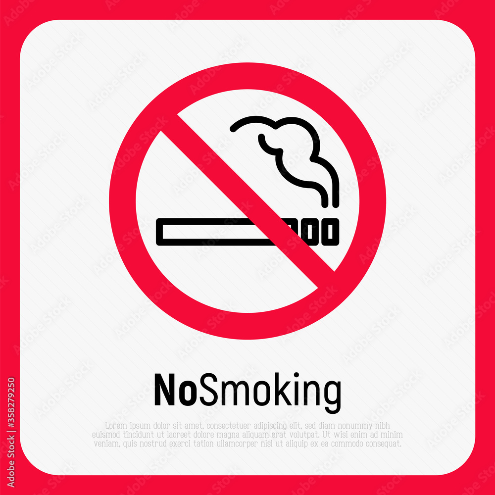 No smoking thin line sign. Vector illustration. No smoking thin line sign. Vector illustration.