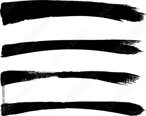 Grunge Paint stripe . Vector brush Stroke . Distressed banner . Black isolated paintbrush collection . Modern Textured shape . Dry border in Black . 