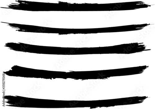 Grunge Paint stripe . Vector brush Stroke . Distressed banner . Black isolated paintbrush collection . Modern Textured shape . Dry border in Black . 