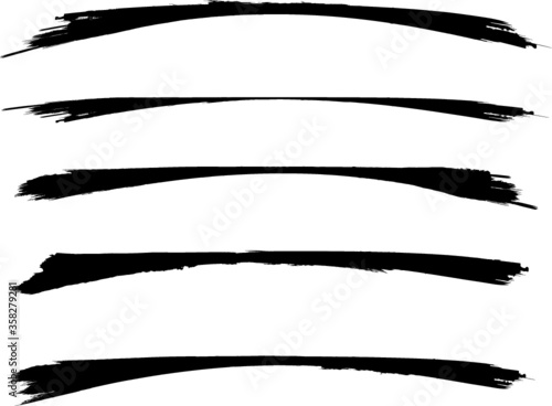 Grunge Paint stripe . Vector brush Stroke . Distressed banner . Black isolated paintbrush collection . Modern Textured shape . Dry border in Black . 