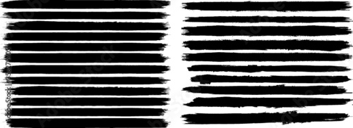 Grunge Paint stripe . Vector brush Stroke . Distressed banner . Black isolated paintbrush collection . Modern Textured shape . Dry border in Black . 