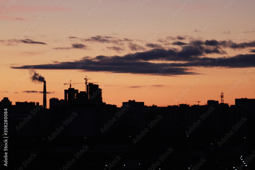 sunrise, city, nature, clouds, flowers