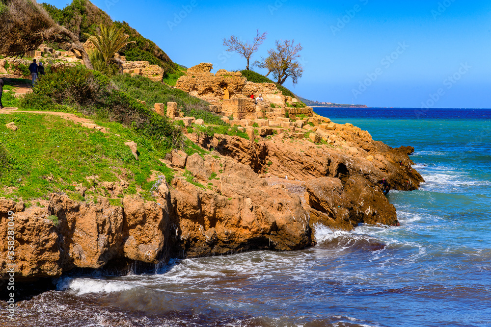 Mediterranean sea coast of Tipasa, a colonia in Roman province Mauretania Caesariensis, nowadays Algeria. UNESCO World Heritage Site Mediterranean sea coast of Tipasa, a colonia in Roman province Mauretania Caesariensis, nowadays Algeria. UNESCO World Heritage Site
