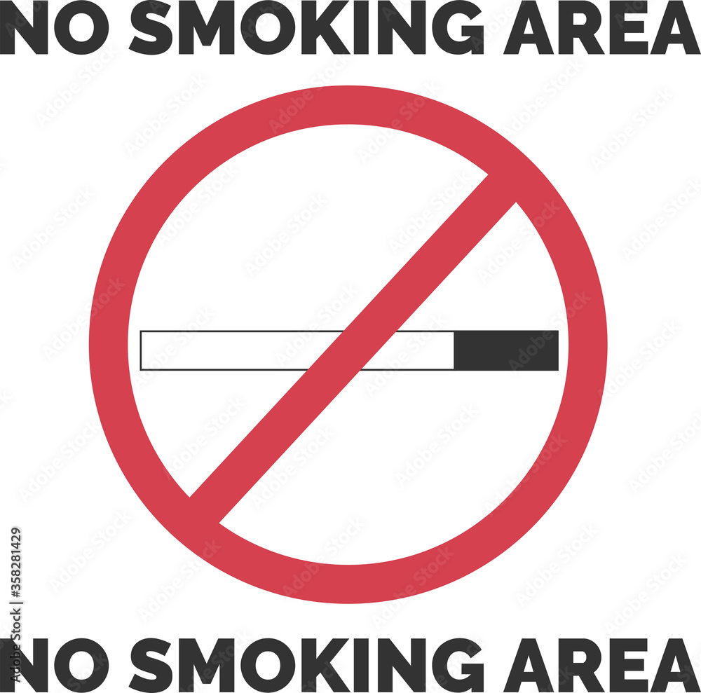 Vector flat isolated restriction red sign no smoking area with text Vector flat isolated restriction red sign no smoking area with text