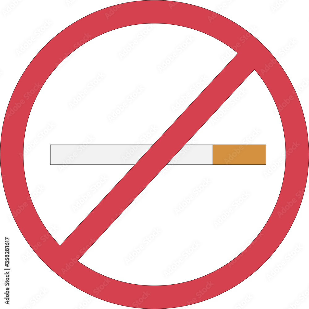 Vector flat restriction red sign no smoking area, isolated on white background Vector flat restriction red sign no smoking area, isolated on white background