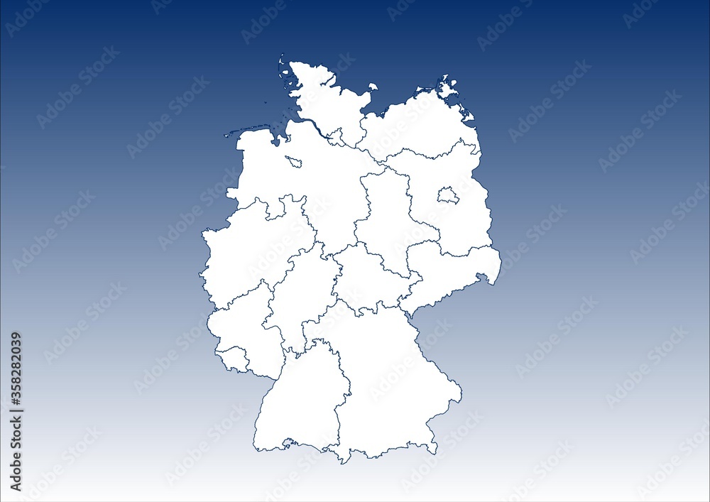 Mapa Niemiec z podziałem terytorialnym - obrazy, fototapety, plakaty 