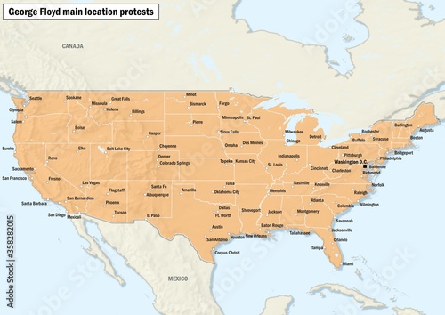 Mapa z lokalizacjami protestów - Black Lives Matter