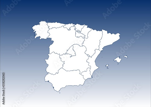 Mapa Hiszpanii z podziałem terytorialnym
