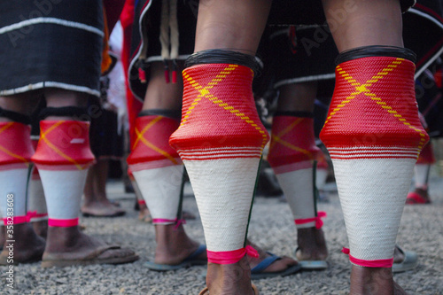 detail of gaiter from naga costume, during hornbill festival in kohima -nagalang-india
 photo