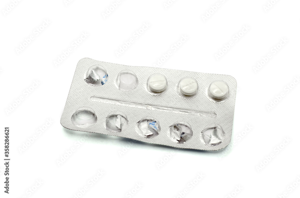 Empty pack of drugs on a white background Empty pack of drugs on a white background