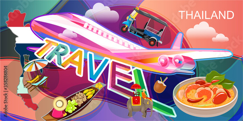 Vector illustration of Thailand travel landmarks using as business brochure advertising
