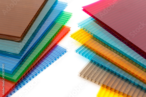 Polycarbonate plastic sheets panels images. PC hollow sheet for translucent roofing. Many colors
