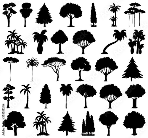 Set of plant and tree silhouette