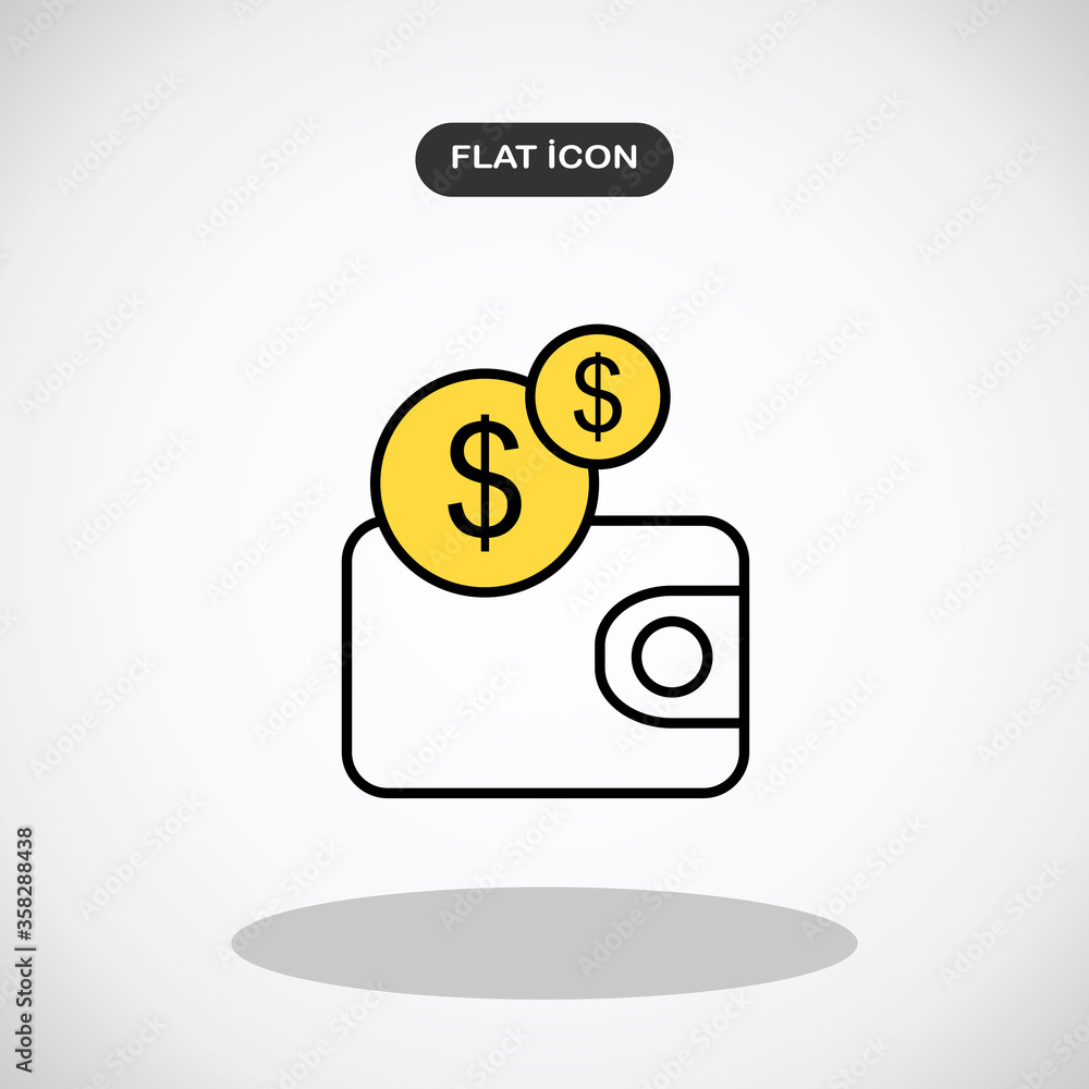 Dollar wallet money outline icon. Dollar wallet money outline icon.