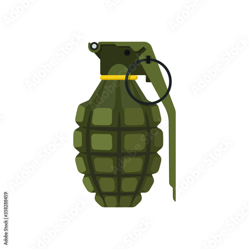 Hand grenade flat style isolated on white. weapon object concept vector for your design work, presentation, website or others. photo