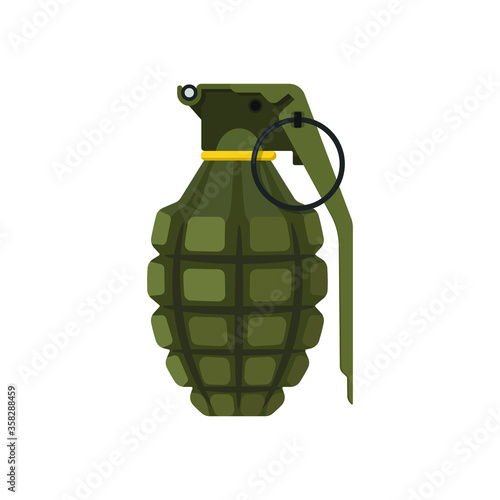 Hand grenade flat style isolated on white. weapon object concept vector for your design work, presentation, website or others.