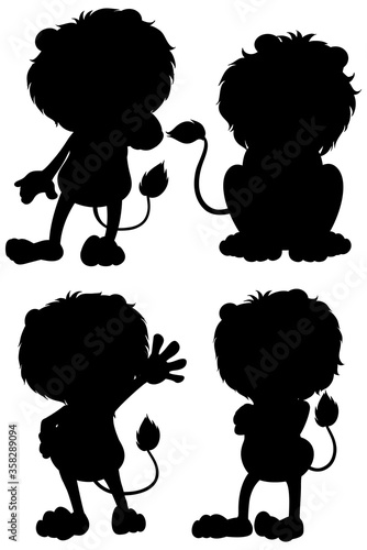 Set of lion silhouette
