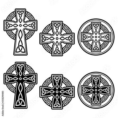 Celtic Irish cross vector design set - St Patrick's Day celebration in Ireland
