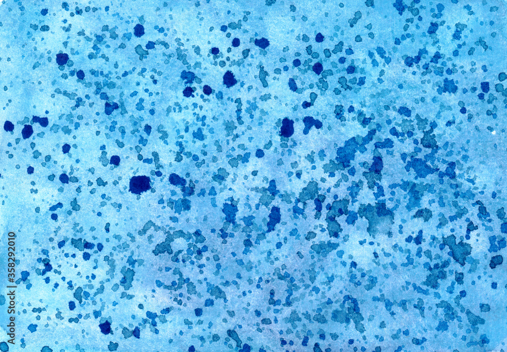 Blue water drops background. Water drops on white background. Abstract art wallpaper. Hand drawn watercolor illustration. Blue and indigo blots. Rain imitation. Romantic pattern Blue water drops background. Water drops on white background. Abstract art wallpaper. Hand drawn watercolor illustration. Blue and indigo blots. Rain imitation. Romantic pattern