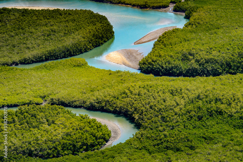 Obraz na płótnie Beautiful Aerial view of river, Bissagos Archipelago (Bijagos), Guinea Bissau. UNESCO Biosphere Reserve w salonie
