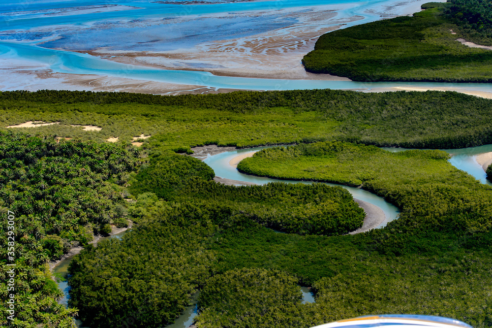 Beautiful Aerial view of river, Bissagos Archipelago (Bijagos), Guinea Bissau. UNESCO Biosphere Reserve