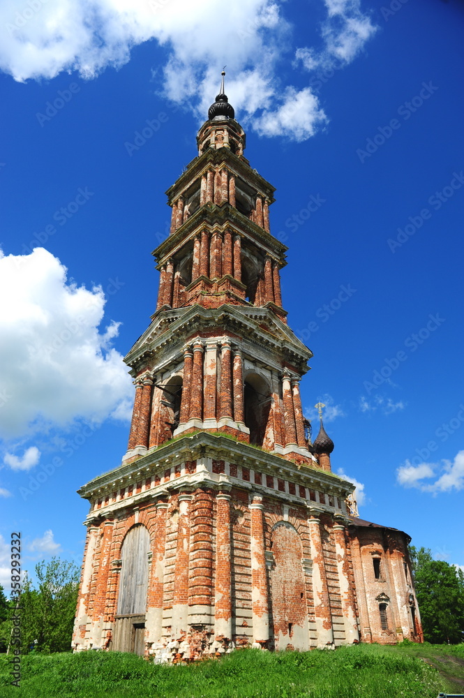 Ancient Kazan church in Kurva village, Yaroslavl, Russia