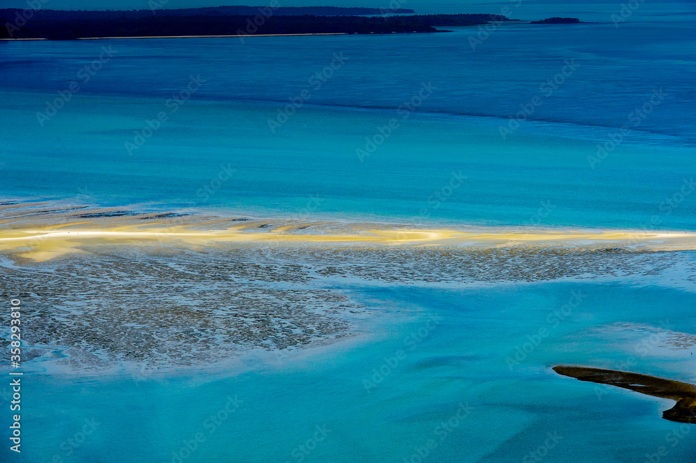 Beautiful sand strip on a low tide, Bissagos Archipelago (Bijagos), Guinea Bissau.  UNESCO Biosphere Reserve