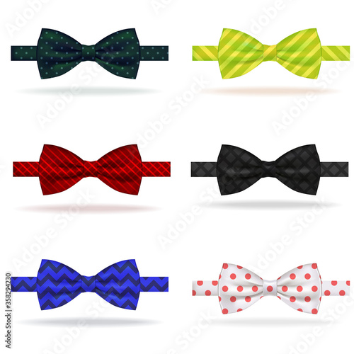 Realistic 3d Detailed Bow Tie Set. Vector