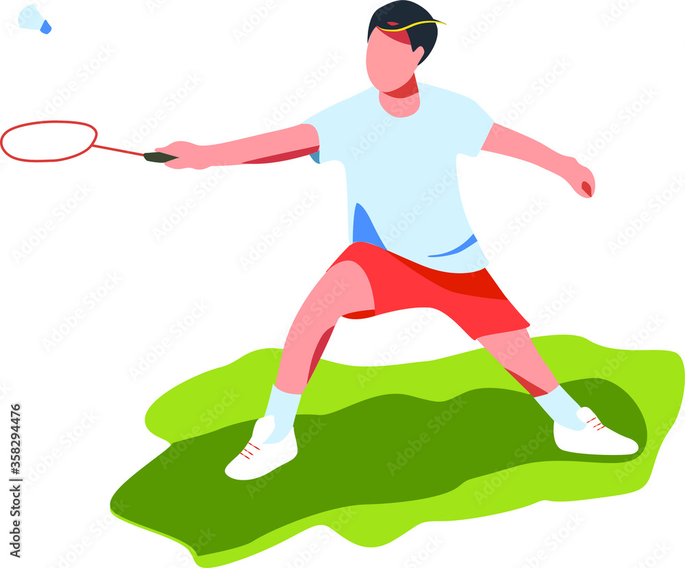 Vector image of a badminton player. Sports games at a distance. Illustration. Badminton players icons and illustrations in vector style.