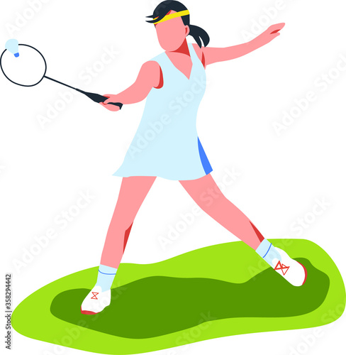 Vector image of a badminton player. Sports games at a distance. Illustration. Badminton players icons and illustrations in vector style.