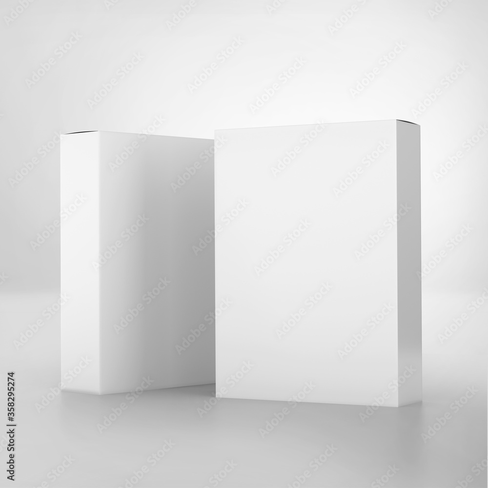 Blank white software box Mockup, medium size Cardboard package box, 3d rendering isolated on light background, ready for your design Blank white software box Mockup, medium size Cardboard package box, 3d rendering isolated on light background, ready for your design