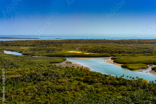 Aerial view of the Bissagos Archipelago  Bijagos   Guinea Bissau.  UNESCO Biosphere Reserve