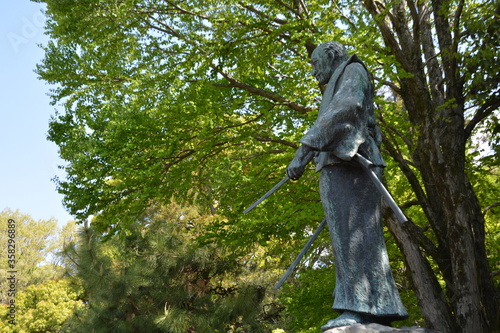 Fotografie, Obraz The Grave of Miyamoto Musashi, Musashizuka Park in Kumamoto, Japan