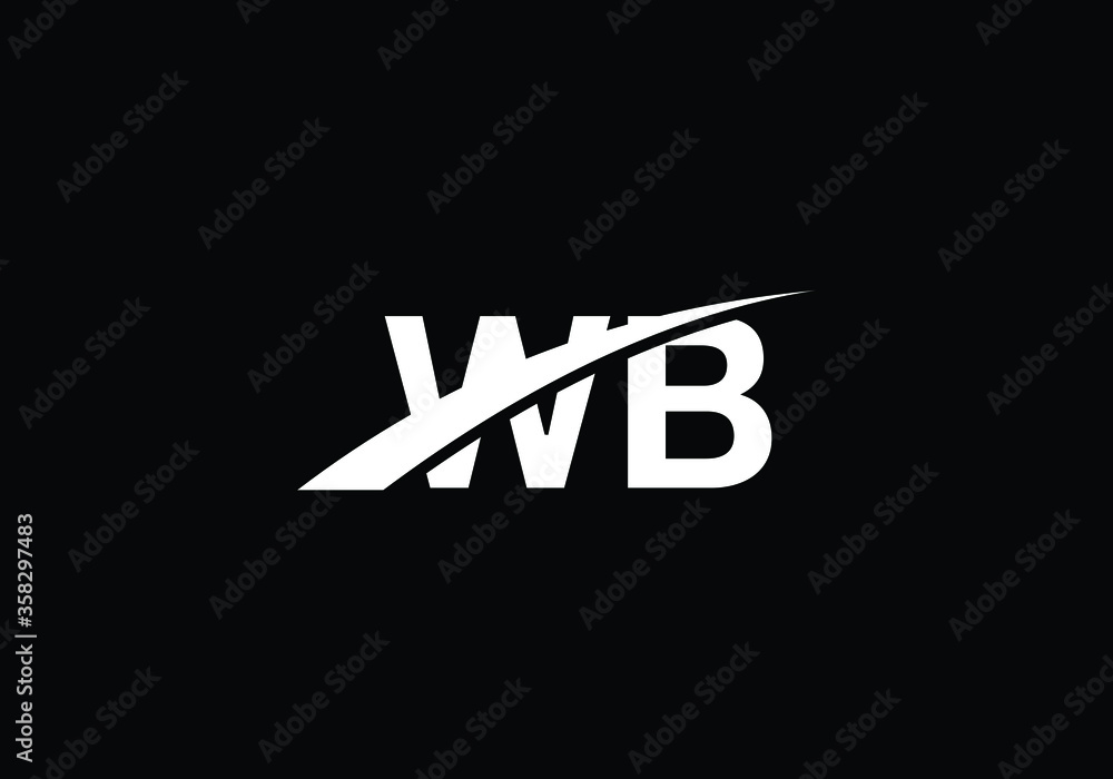 Fototapeta premium Initial Monogram Letter W B Logo Design Vector Template. WB Letter Logo Design