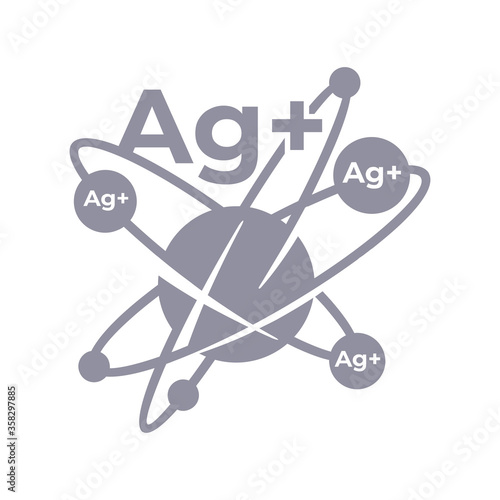 Ag pictogram - Silver ions action emblem - antibacterial effect of ion solution - science, chemistry and technology marking, icon or logo template