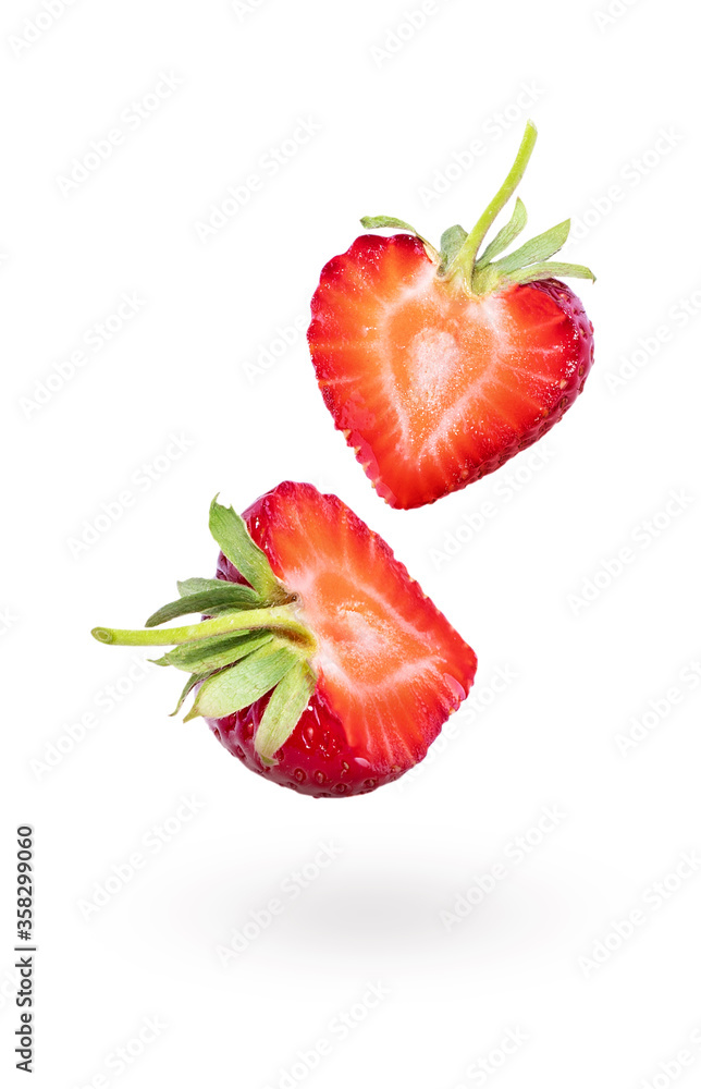 Sliced strawberries isolated on a white background. Fresh strawberries Sliced strawberries isolated on a white background. Fresh strawberries