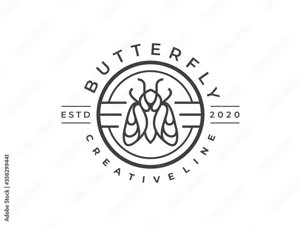 Obraz premium Butterfly Creative Line Art Outline Logo Design Inspiration